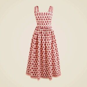 J.Crew Embroidered apron midi dress in block print Size 4 NWT